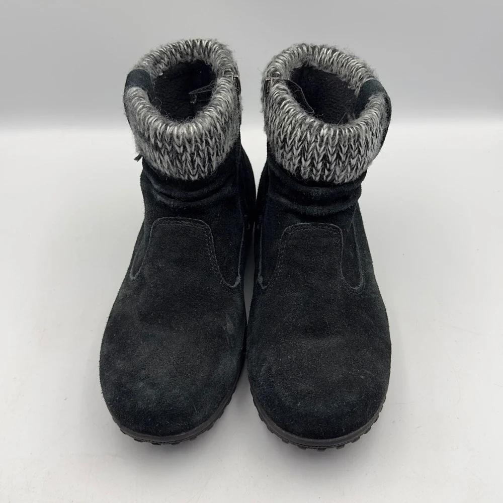 Khombu Laura Women's Black Suede‎ Ankle Boots Knit Sweater Cuff Side Zip Size 8M